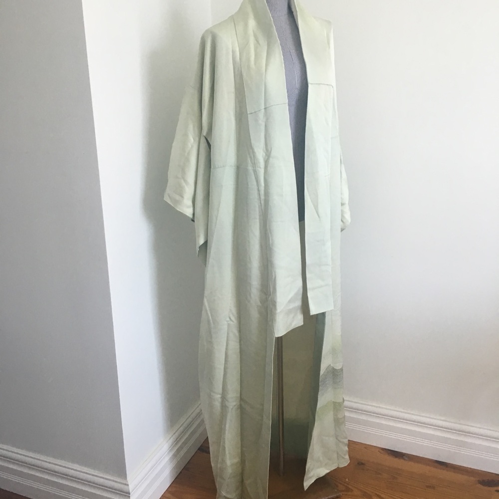 Japanese Authentic Pastel Green Kimono Vintage